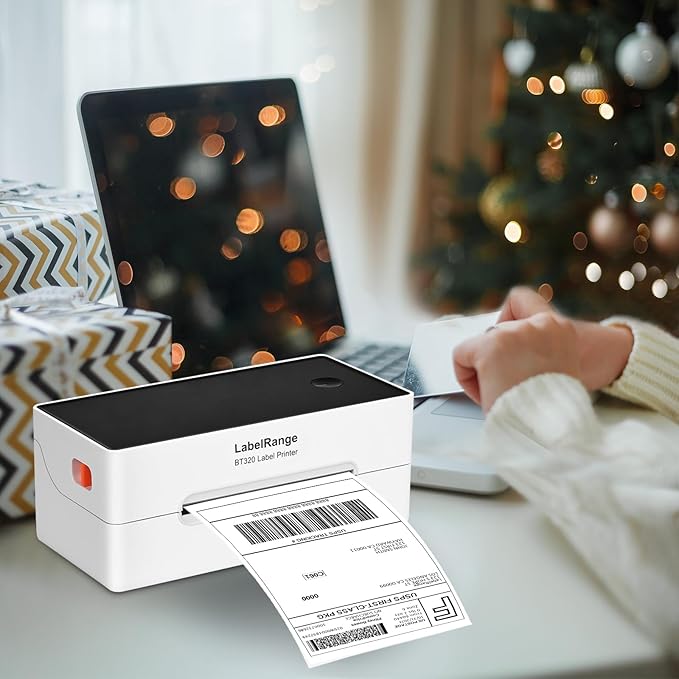Ecommerce Label Printer, Bluetooth Thermal Shipping Label Printer, 4x6 Thermal Printer Compatible with Android, iOS, Windows, Amazon, Ebay, Shopify, Etsy, USPS, Pirate Ship, Shippo