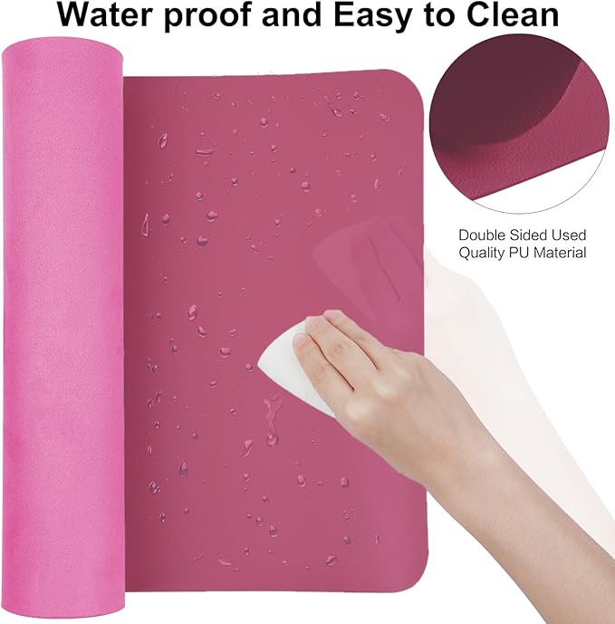 Boutilon Leather Desk Pad 35"x 17" Non-Slip Mouse Pad,Office Desk Mat,Waterprooft PU Leather Desk Blotter,Desk Pad Protector,Desk Writing Pad for Home Office Decor (L-Rose Pink,35"x 17")