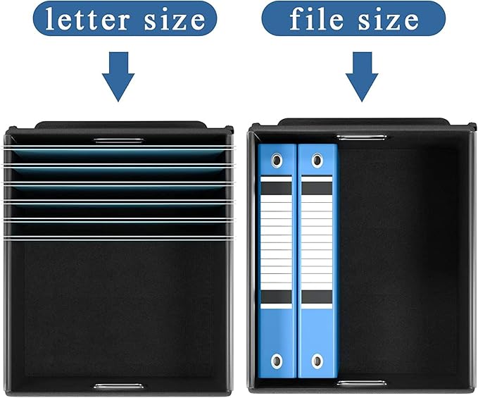Huolewa Upgraded File Organizer Box with Lid, Collapsible Faux Leather Hanging File Folder Box Organizer with Plastic Slides, Decorative Home/Office Filing System Box for File and Folders Storage