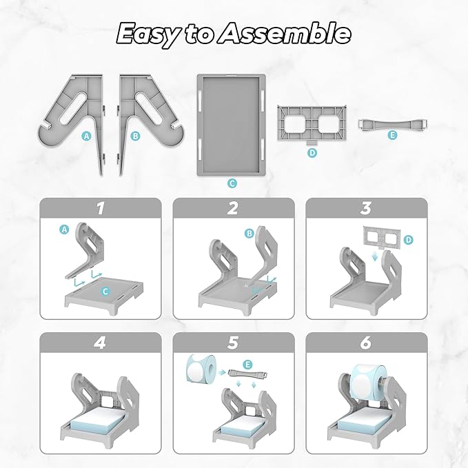 Label Holder for Rolls and Fanfold Labels Shipping Labels Stand Desktop Thermal Printer DIY Accessory Business Supplies for Home, Office(Grey)