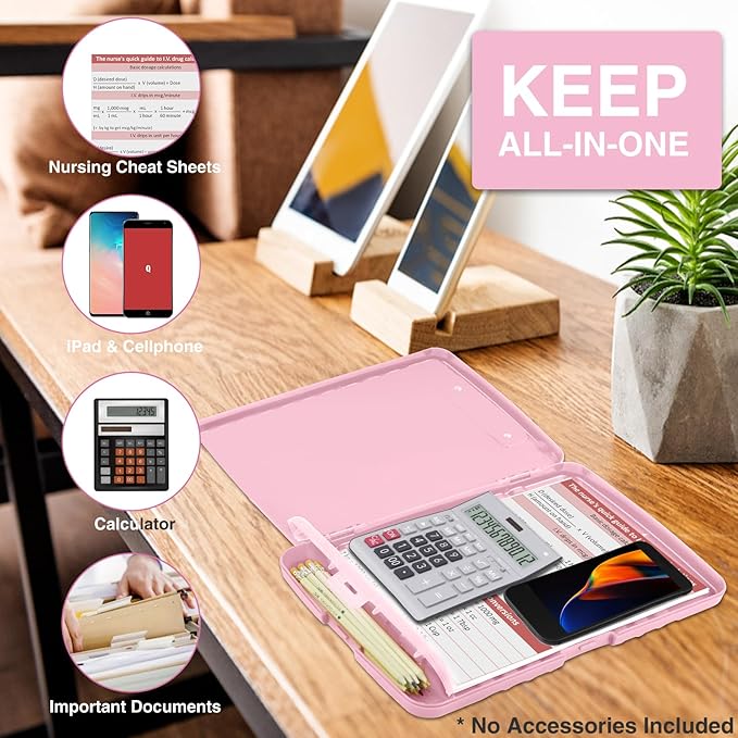 Sooez Clipboard with Storage, High Capacity Nursing Clipboard with Pen Holder, Clip Boards 8.5x11 with Storage, Low-Profile Clip, Lightweight Plastic Clipboard for Teachers, Lawers, Office Workers