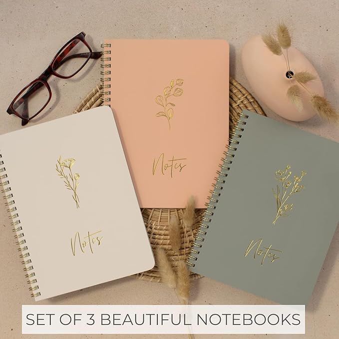 3 Packs Aesthetic Spiral Dotted Bullet Grid Journal Total 348 Pages - Premium Acid-Free Paper 120 gsm Thick Paper, Dot Grid Notebook, 5.8'' × 8.3'' - Morandi Color's Cover