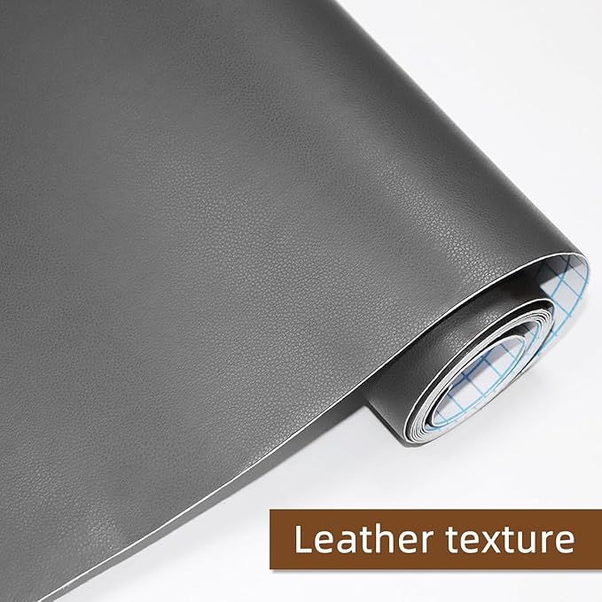 CHEIGHY Leather Repair Kit for Furniture - Advanced PU Material, Strong Self Adhesive Leather Repair Patch for Couch 17X79 inch Vinyl Repair Tape for Car Seat Upholstery Sofa Office Chair (Grey)