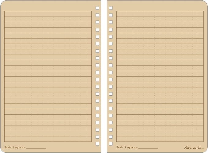Rite in the Rain Weatherproof Side Spiral Kit: Tan CORDURA® Fabric Cover, 4.625" x 7" Tan Notebook, and Weatherproof Pen (No. 973T-KIT)