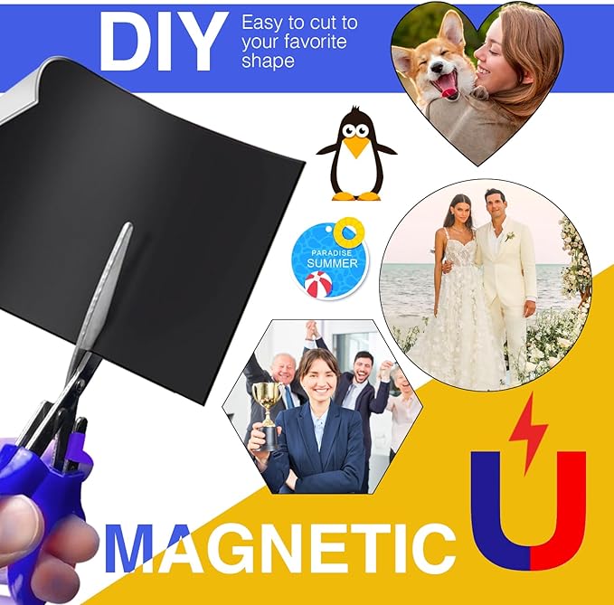 Printable Magnetic Sheet-70 Glossy White Sheets-Make fridge magnets, Personality Labels, Crafts-8.5" x 11",Suitbale For DYE Ink