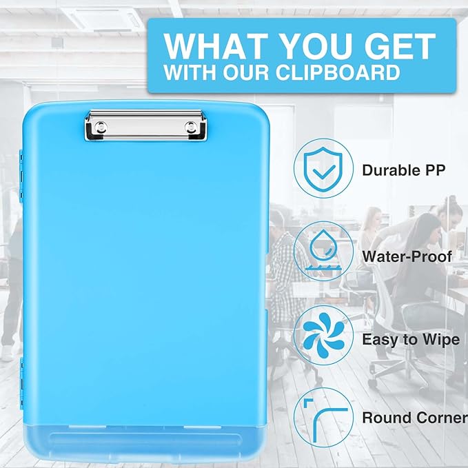 Sooez Clipboard with Storage, High Capacity Nursing Clip Boards with Pen Holder, Heavy Duty Plastic Storage Clipboards with Low Profile Clip, Clipboard Folder, Teacher Must Haves Office Supplies
