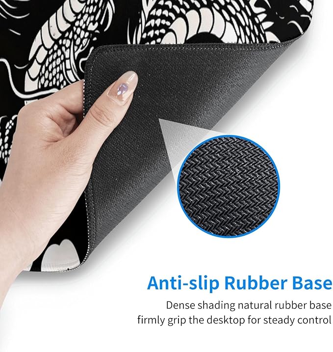 Gaming Mouse Pad Desk Pad,Extended Big Mouse Pad,31.5x11.8 Inch Long Computer Keyboard Mouse Mat Mousepad with 3mm Non-Slip Base and Stitched Edge for Gaming and Office… (Loong)