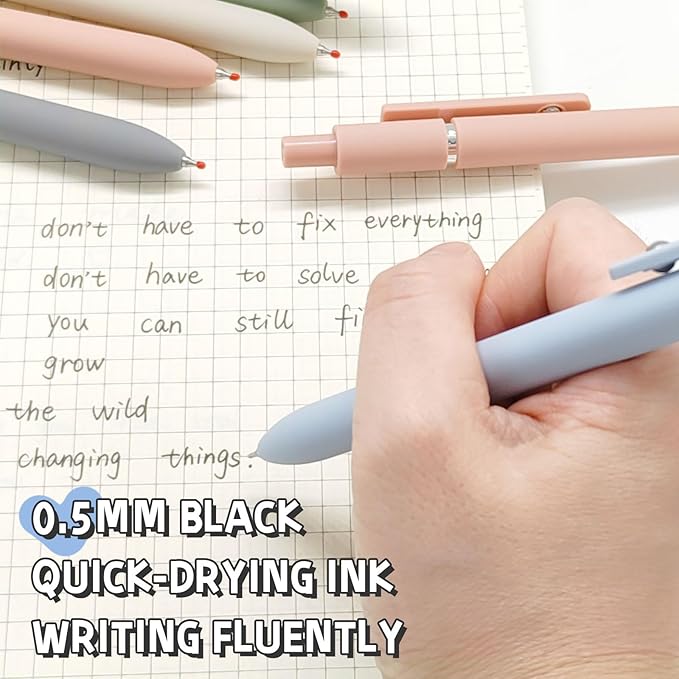UIXJODO Gel Pens, 10Pcs 0.5mm Black Ink Pens Fine Point Smooth Writing Pens, High-End Series Retractable Pens for Journaling Note Taking, Cute Office School Supplies Gifts for Women (10 Pcs Morandi)