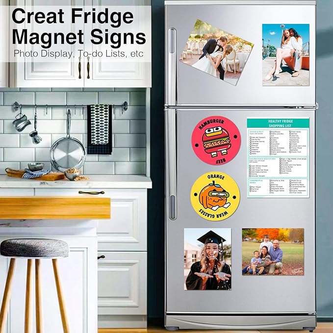 Printable Magnetic Sheet-70 Glossy White Sheets-Make fridge magnets, Personality Labels, Crafts-8.5" x 11",Suitbale For DYE Ink
