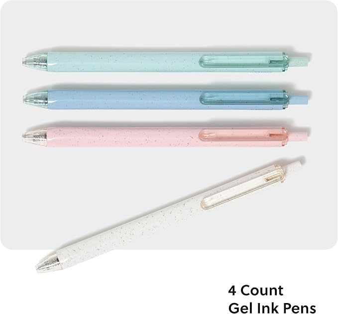 U Brands U-Eco Recycled Gel Click Pens, Set of 4, Pastel Speckle, Medium (0.7 mm) Point, Black Ink