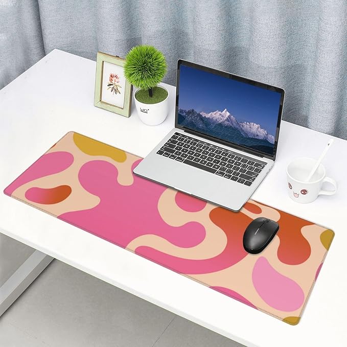 Extended Gaming Mouse Pad, Large Gaming Mouse Waterproof with Stitched Edges, Non-Slip Desktop Pad for Home and Office, Level Up Your 31.5x11.8 Inch… (Abstract Painting)