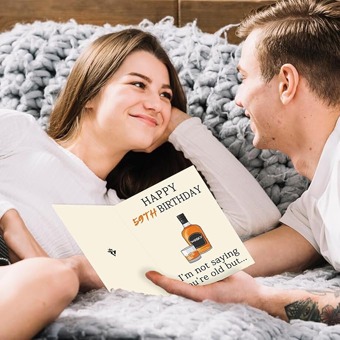 Funny Whiskey 59th Birthday Card, 59th Birthday Gifts for Him Her, Unique 59th Birthday Decorations for Men Women, Happy 59 Year Old Birthday Card Gifts for Husband Wife