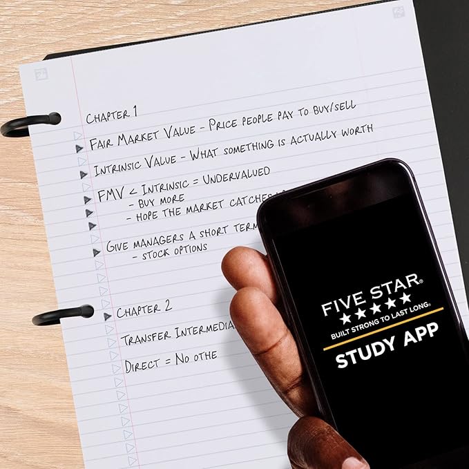 Five Star Flex Refillable Notebook + Study App, College Ruled Paper, 1-1/2 Inch TechLock Rings, Pockets, Tabs and Dividers, 300 Sheet Capacity, Purple (29324AB6)