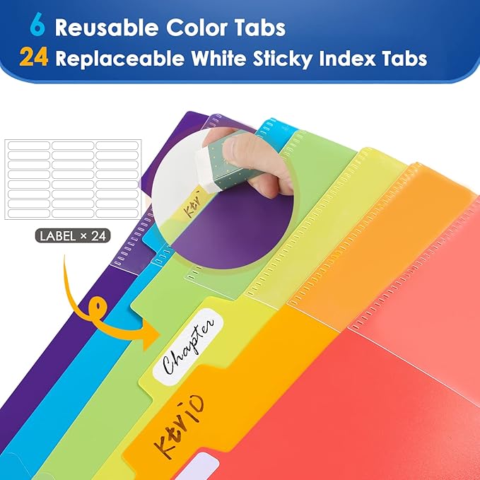 KTRIO 12 Pocket Poly Project Organizer, Spiral Binder Organizer Multi Pocket Folder with Dividers, Back Cover Utility Pouch, Letter Size School Supplies