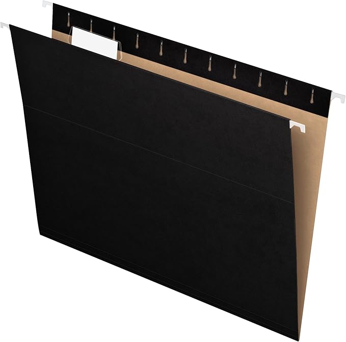 Pendaflex Recycled Hanging Folders, Letter Size, Black, 1/5 Cut, 25/BX (81605) & File Folders, Bright Green, Yellow, Red, Blue, 36 Pack Letter Size