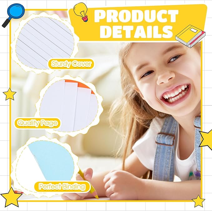 Henoyso 6 Pcs Primary Composition Notebook K-2 9 3/4 x 7 1/2 Inch Primary Journal Blank Writing Book for Kid to Write Draw and Journal 60 Page Notebook Back to School Supplies (Pastel Color)