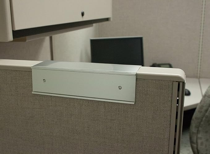 Quality Aluminum, Changeable Cubicle Nameplate Holder, Satin Silver Base, and Silver Name Plate Holder, (2" Depth)