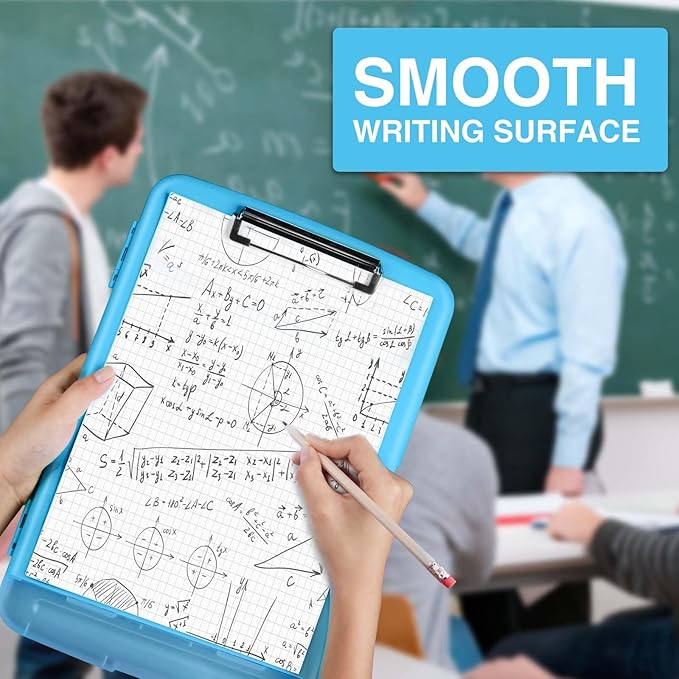 Sooez Clipboard with Storage, High Capacity Nursing Clip Boards with Pen Holder, Heavy Duty Plastic Storage Clipboards with Low Profile Clip, Clipboard Folder, Teacher Must Haves Office Supplies