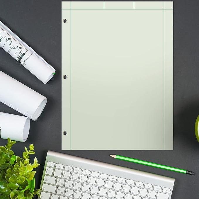 Seajan 2 Pcs Engineering Computation Pad Engineer Pad 8.5 x 11 Inches Engineering Notebook Graph Paper Notebook, 5 Squares Per Inch Evidence Engineering Pad, 100 Sheets/Pack (Green)