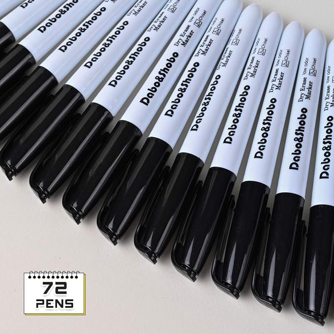 Dabo&Shobo Dry Erase Markers, (80 Count, Black,Chisel Tip)-White Board Markers/Pens ,Very Suitable for Writing on The School、 Office 、Home Dry Erase whiteboard Mirror Glass…
