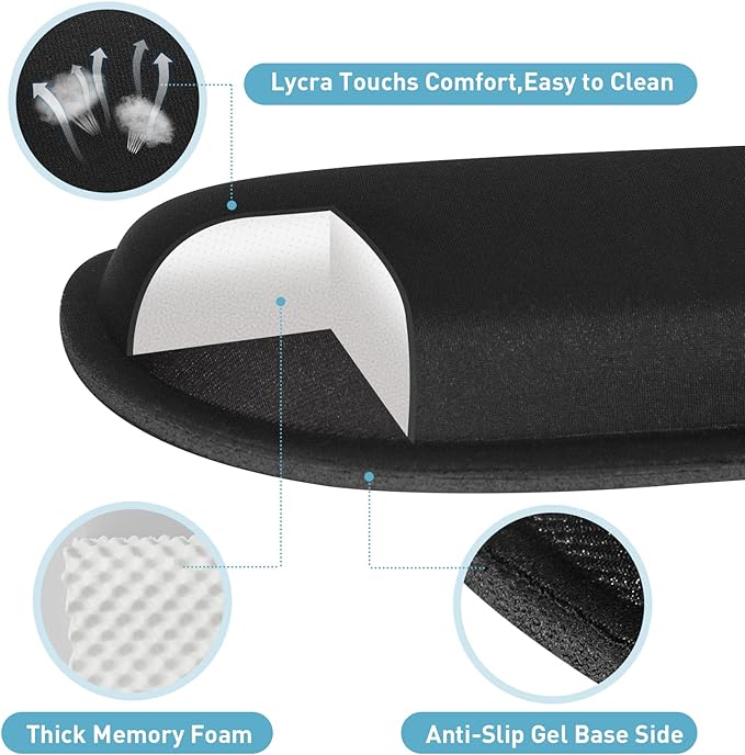 Yolanda Keyboard Wrist Rest Memory Foam, Easy Typing Pain Relief, Keyboard Mouse Pad Set for Computer, Laptop, Home & Office