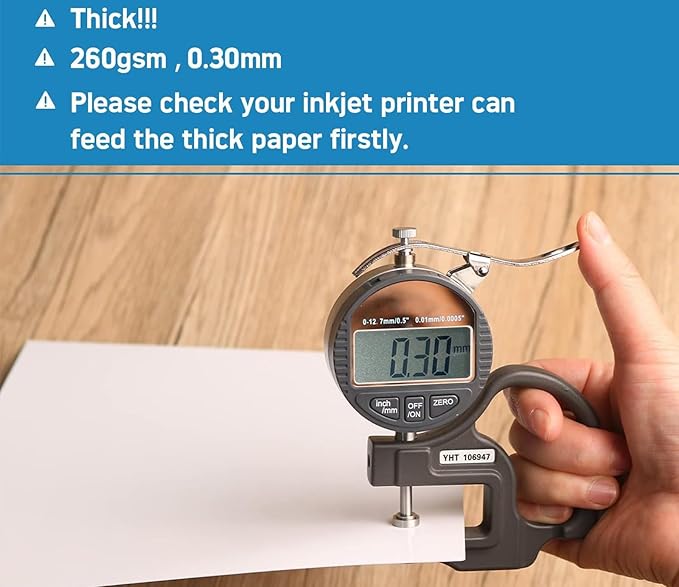 Uinkit 100 Sheets Heavyweight Thick Glossy Photo Paper Single side 8.5x11 Inkjet 68lb 260Gsm DIY Greeting Card Placemat Craft Project Signage Christmas Poster 11.8Mil for Inkjet printer
