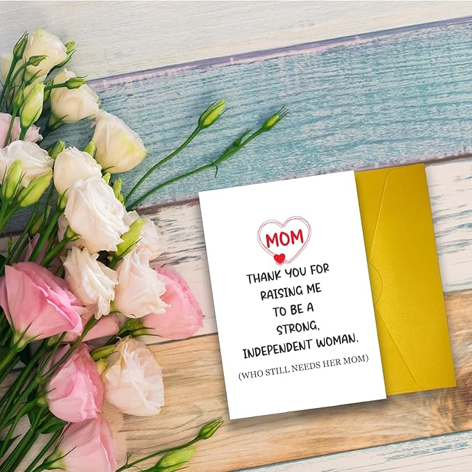 UUEFKTN Funny Mother's Day Card Gift for Women, Birthday Card From Daughter, Thank You For Raising Me To Be A Strong Independent Women