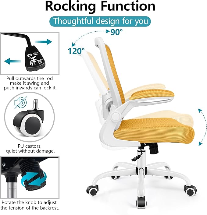 FelixKing Office Chair, Ergonomic Desk Chair Breathable Mesh Chair with Adjustable High Back Lumbar Support Flip-up Armrests, Executive Rolling Swivel Comfy Task Computer Chair for Home Office