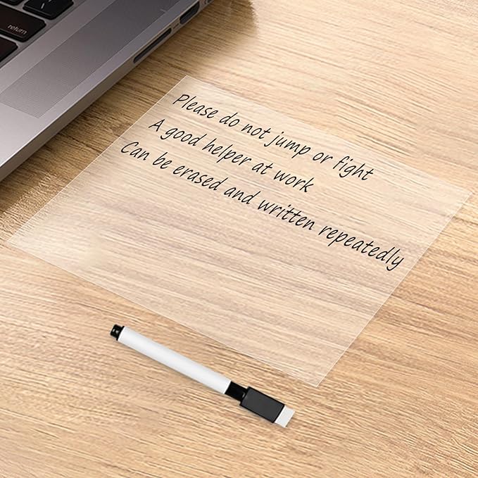 T&W SAME FILM 20 Pcs Dry Erase Board Sticker- Whiteboard Stickers-8.3''x11.7'' Removable Dry Erase Sheets- Fridge Dry Erase Paper for Wall/Desk/Refrigerator/Door/Locker/Home/Office/Classroom (Clear)
