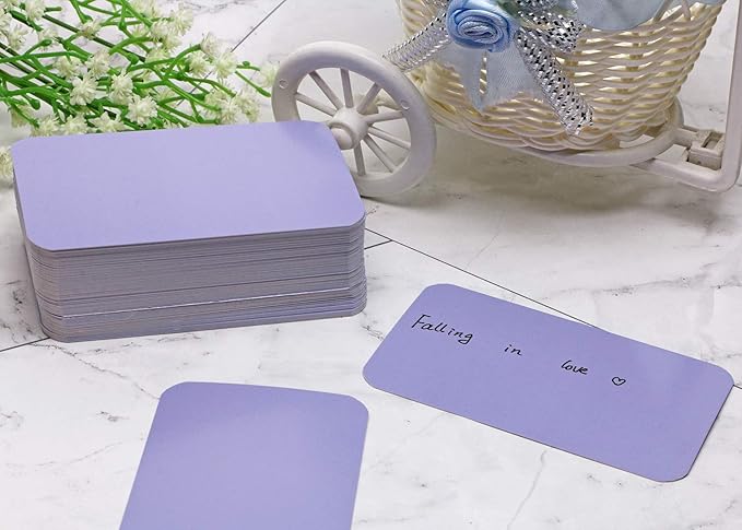 Penta Angel 100 Pcs Mini Paper Blank Gift Notes Cards DIY Craft Small Word Business Message Cards (Light Purple)
