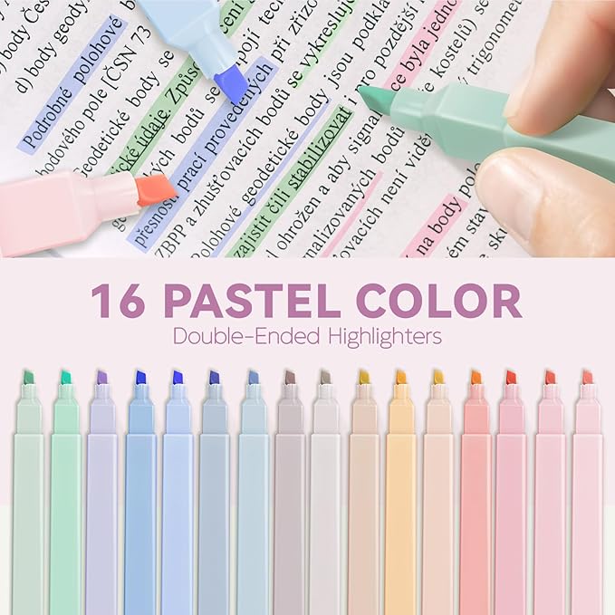 52 PCS Aesthetic School Supplies with Cute Pencil Case, Stationery Essentials with Pens Pencils and Pastel Highlighters Set, College Back to School Supplies for Teen Girls, Office Supplies - Purple