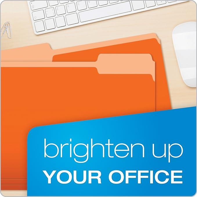 Pendaflex Two-Tone Color File Folders, Letter Size, Orange, 1/3 Cut, 100 per box (152 1/3 ORA)