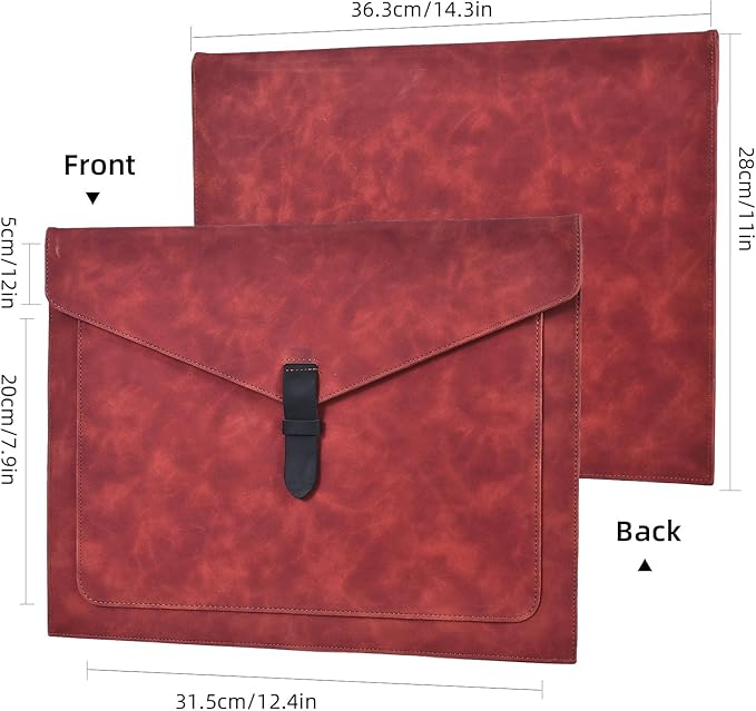 Green Leather File Folder Letter Size, File Organizer, Important Document Folders with Pockets, Document Organizer, Laptop Sleeve Notebook Case, Paper Storage, A4 Envelopes Filing Folder
