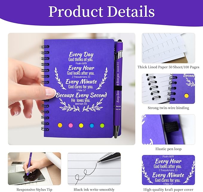 60 Pcs Bulk Christian Gifts Prayer Journal for Woman - 30 Set Religious Notepad with Christian Pen - Bible Notebook - Church Gifts for Mother's Day, Bible Study, and Family Devotions ( Colorful )