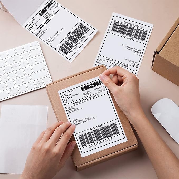 9527 Product Fanfold 4 x 6 Direct Thermal Labels White Perforated Shipping Labels,1000 Labels per Stack,4 Stacks Total 4000 Labels