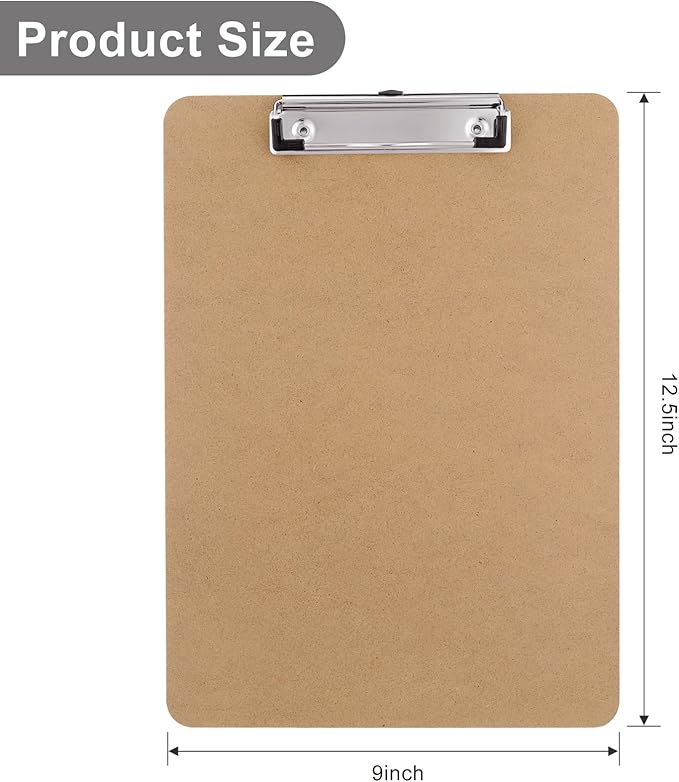 Wood Clipboards 40 Pack, Letter Size Hardboard Clip Board 8.5x11 for Classroom, Students, Kid, A4 Standard Size 9" x 12.5" with Low Profile Clip, Office & School Supply