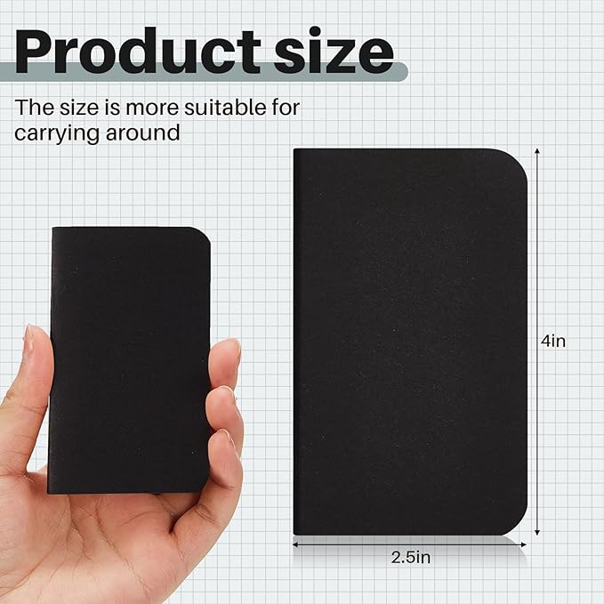 Outus 15 Pcs Mini Pocket Notebook 2.5" x 4" Small Journal Kraft Paper Notepads Bulk Softcover Pocket Notepad Memo Diary Subject Notebooks for Traveler Worker(Black,Lined Style)