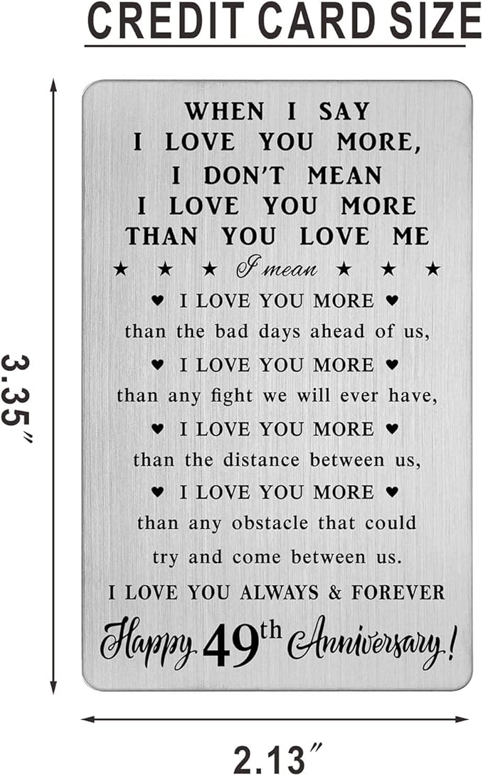 CPLJW 49 Year Anniversary Card Gifts for Him Her - Steel Card Gifts for Men - 49th Wedding Anniversary Wallet Card Gifts