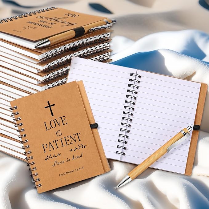 30 Christian Bible Notebooks with 30 Pens, Spiral Journal Bulk Prayer Notes Christian Religious Gifts for Family Friends Colleagues
