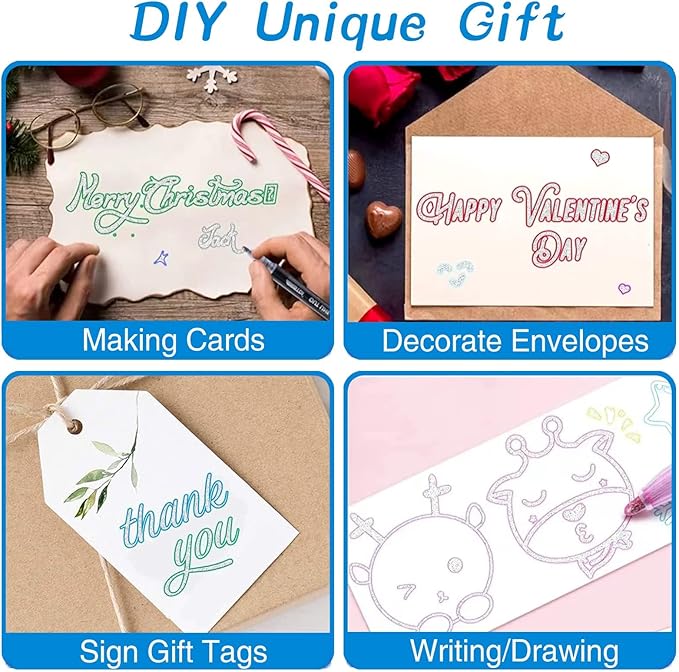 Muchcute Shimmer Markers Outline Glitter Pens: 12 Easter Basket Essentials Stuffers Teen Girl Gifts Trendy Stuff Cute Arts Crafts Art Supplies Kids Ages 4 6 7 8 9 10 11 14 Year Old Tween Teenage Ideas