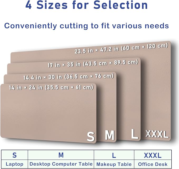 Boutilon Leather Desk Pad 30" x14",Non-Slip Mouse Pad,Office Desk Mat,Waterprooft PU Leather Desk Blotter,Desk Pad Protector,Desk Writing Pad for Home Office Decor (M-Champagne)