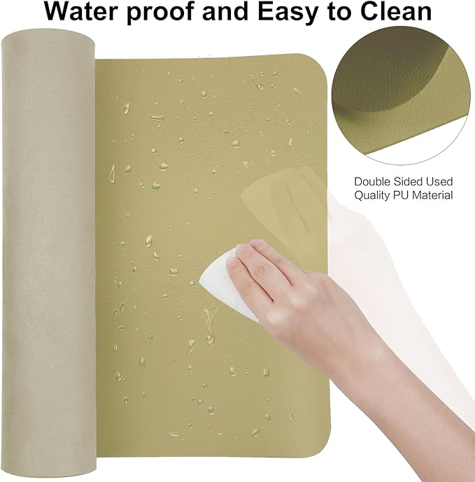 Boutilon Leather Desk Pad 35"x 17" Non-Slip Mouse Pad,Office Desk Mat,Waterprooft PU Leather Desk Blotter,Desk Pad Protector,Desk Writing Pad for Home Office Decor (L-Golden,35"x 17")