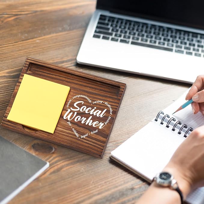 Social Worker Sticky Note Holder, Social Worker Graduate Gift, Thank You Appreciation Gift for School Counselor Therapist Social Worker Self-Stick Note Pad Holders Desk Organizer TZP16