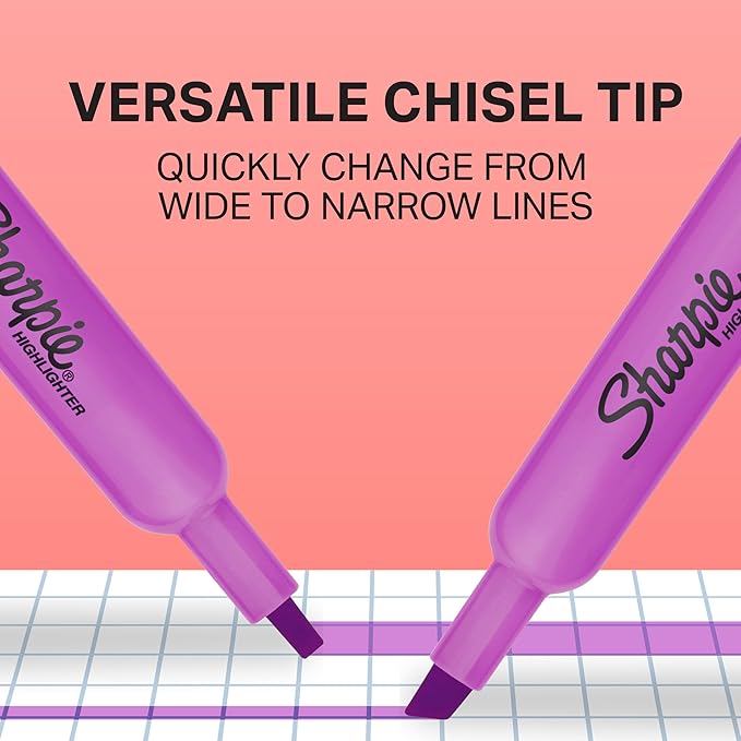 Sharpie Tank Style Bulk Highlighters, Chisel Tip Highlighter Marker Set, Journal Highlighters, Office And Teacher Supplies, Fluorescent And Pastel Highlighters, 12 Assorted Fashion Colors, 36 Count