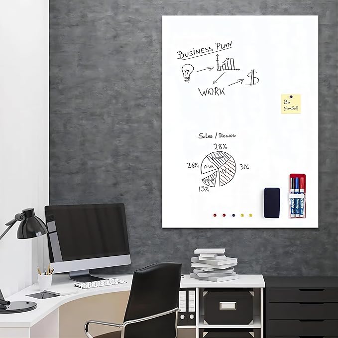 Magnetic Whiteboard Contact Paper, 18" x 39" Stick on Magnetic Dry Erase White Board Sticker on Wall, Easy to Write for Kids Drawing, School, Office, Kitchen Fridge