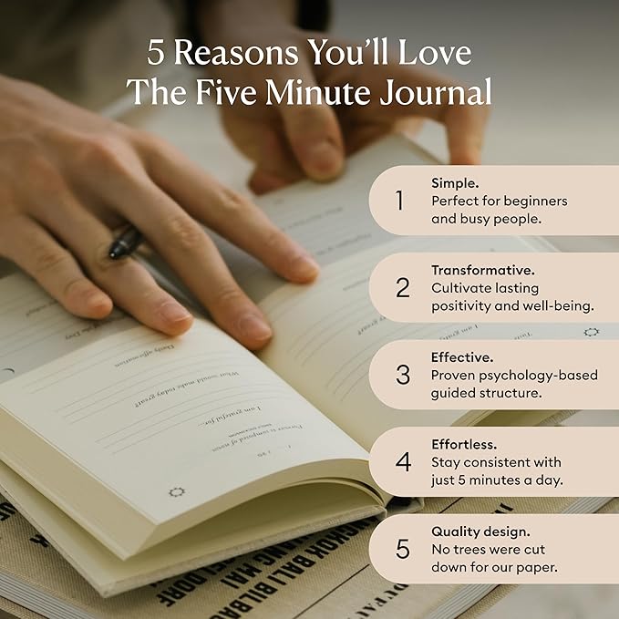 Intelligent Change: The Five Minute Journal - Daily Gratitude Journal for Happiness, Mindfulness, and Reflection - Undated Life Planner