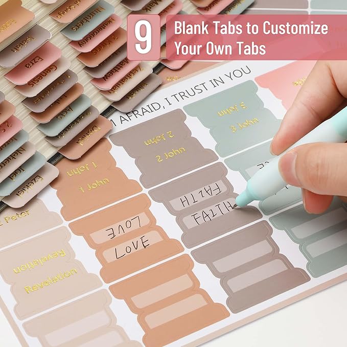 Mr. Pen- Bible Tabs, 75 Tabs, Spring Palette, Gold Embossed Lettering, Laminated Bible Tabs for Women and Men, Bible Tabs for Study Bible Index Tabs, Bible Book Tabs, Bible Labels Tabs