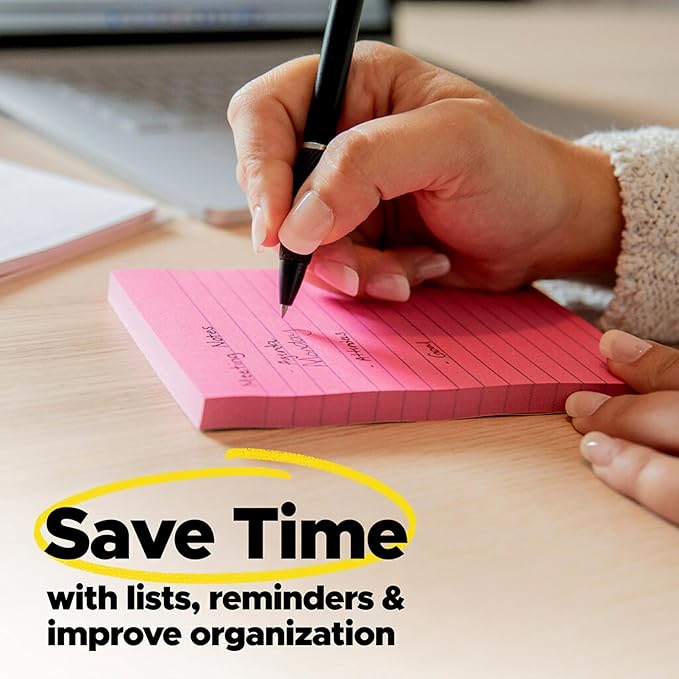 Post-it Super Sticky Notes, 5 Sticky Note Pads, 3 x 3 in., School Supplies, Office Products, Sticky Notes for Vertical Surfaces, Monitors, Walls and Windows,Canary Yellow