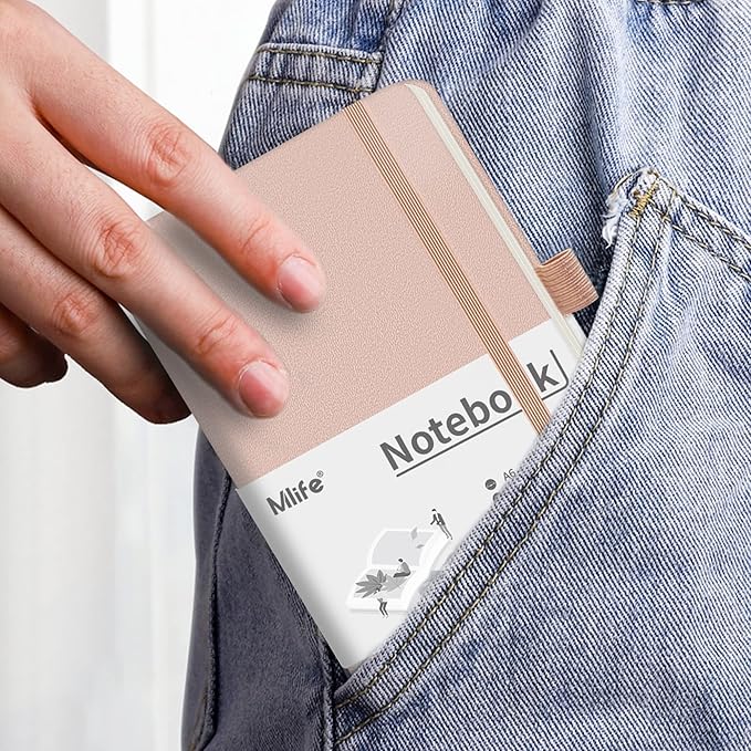 A6 Small Journal Notebook, Lined Pocket Notebook with Pen Holder, Mini Notebook Hardcover, 192 Pages, 3.9 inches * 5.5 inches Jurnal for Women and Man(1PACK Pink)