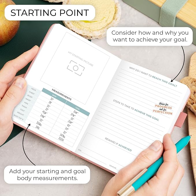 Clever Fox Food Journal Pocket - Daily Food Diary, Meal Planner to Track Calories & Nutrients, Weight Loss Tracker Notebook, 4x5.5” (Light Pink)